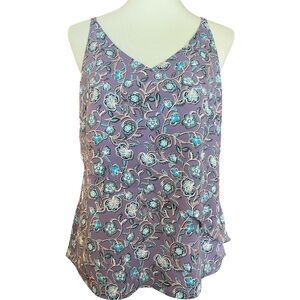 CAbi Purple Floral Scrollwork Cami Blouse Size Small #3453